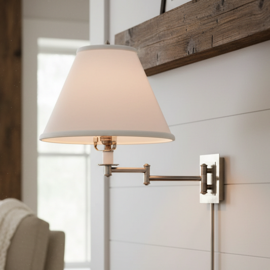 Tityos Retro Swing Arm Linen Metal Wall Sconce