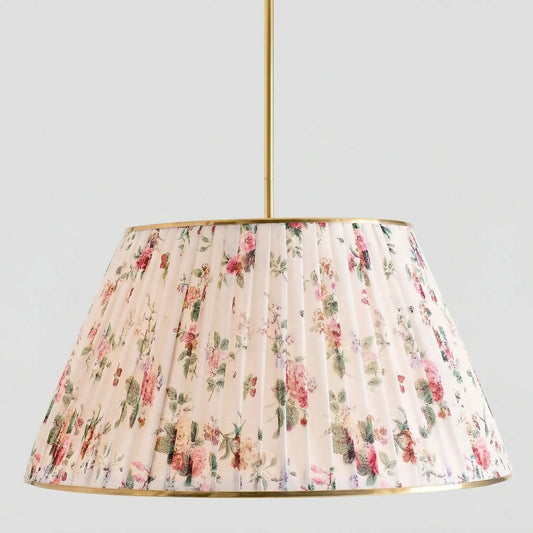 Anya Country Pleated Printed Brass Pendant Light