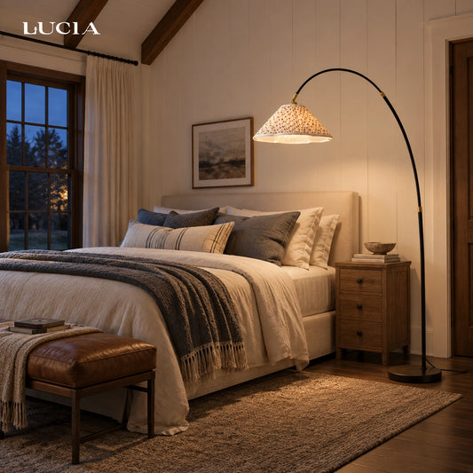 Arcadia Conical Fabric Arc Floor Lamp
