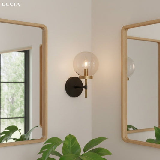 Artemis Modern Industrial Globe Clear Glass Wall Sconce