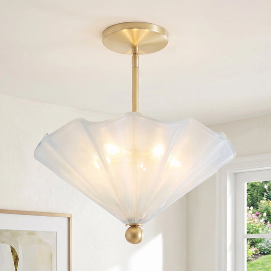 Arvion Modern Scalloped Colored Glass Ceiling Light