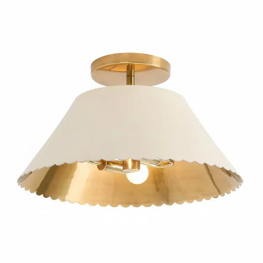 Arwen Modern Scalloped Leather Brass Ceiling Lamp