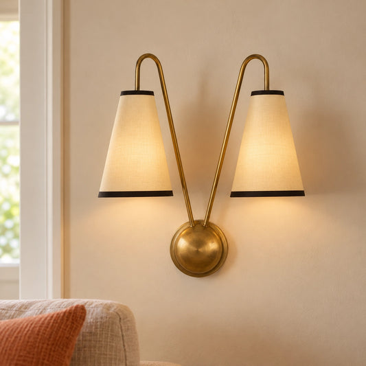 Aurelius Two-Head Vintage Fabric Wall Sconce
