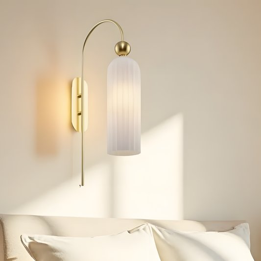 Azura Antique Cylinder Vertical Ribbed Glass Wall Sconce
