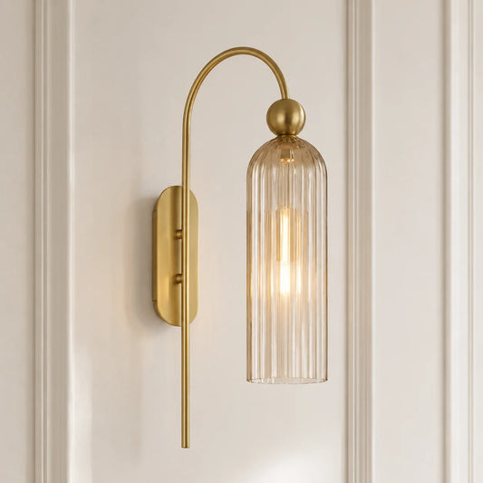Azura Antique Cylinder Vertical Ribbed Glass Wall Sconce