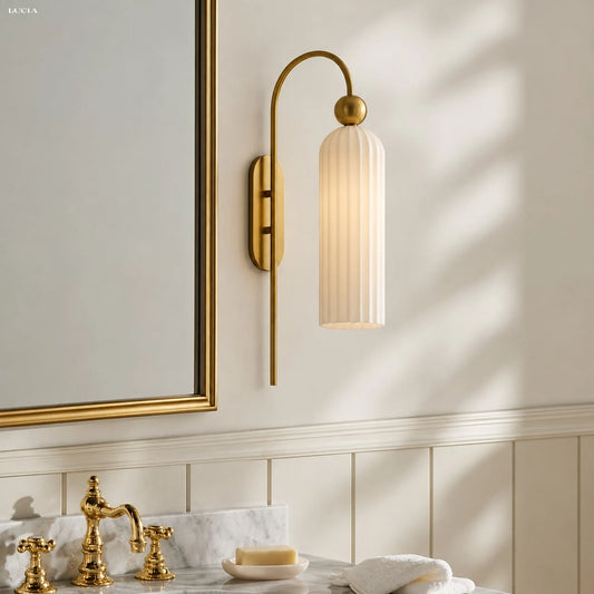 Azura Antique Cylinder Vertical Ribbed Glass Wall Sconce