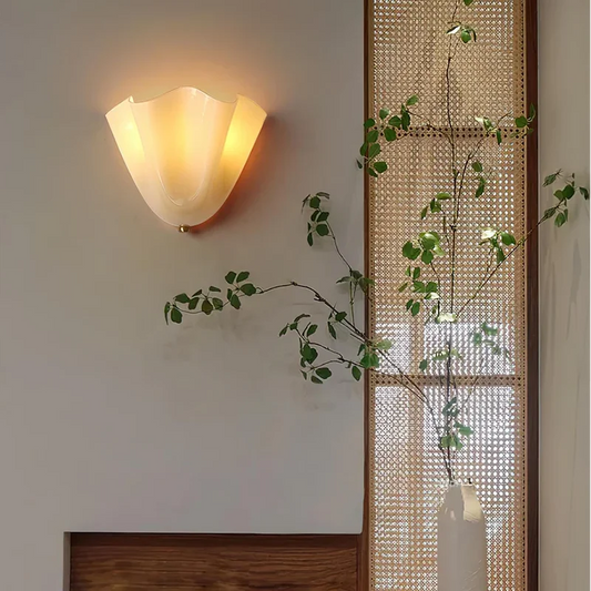 Beatrice Mid-Century Modern Seashell Glass Wall Sconce