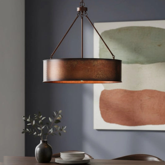 Bennett Industrial Drum Bronze Pendant Light