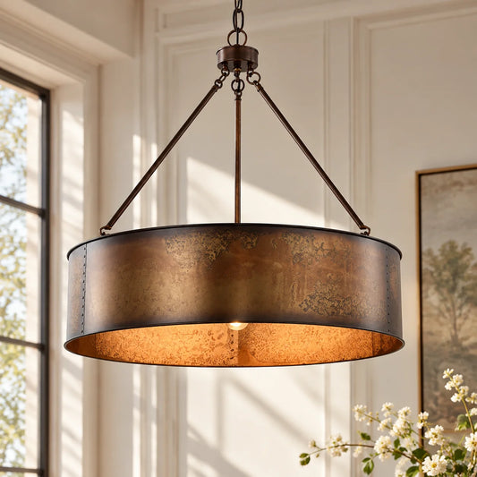 Bennett Industrial Drum Bronze Pendant Light