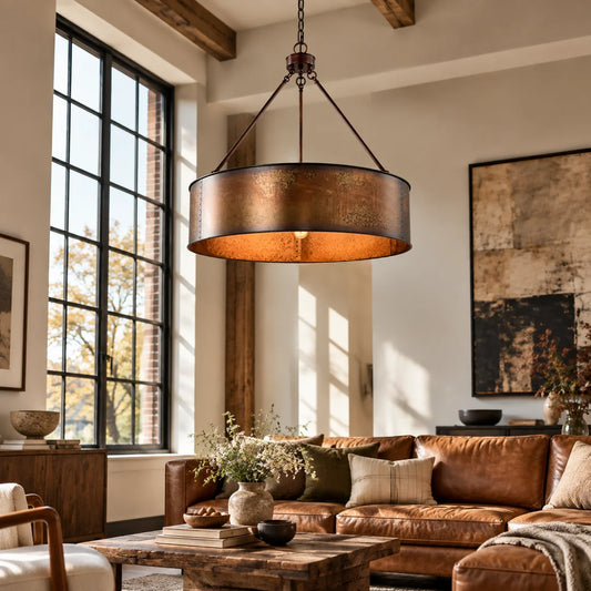 Bennett Industrial Drum Bronze Pendant Light