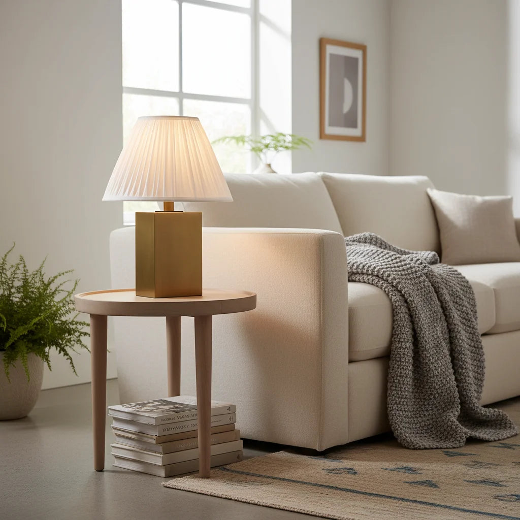 Blair Classic Brass Tapered Fabric shade Table Lamp