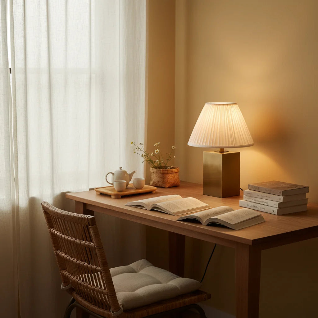 Blair Classic Brass Tapered Fabric shade Table Lamp