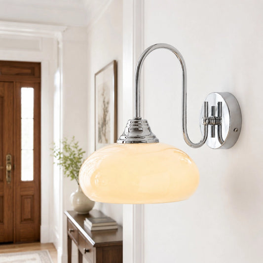 Bogna Vintage U-curved Arm Milk Glass Wall Lamp