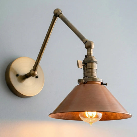 Bram Vintage Industrial Metal Swing Arm Wall Lamp