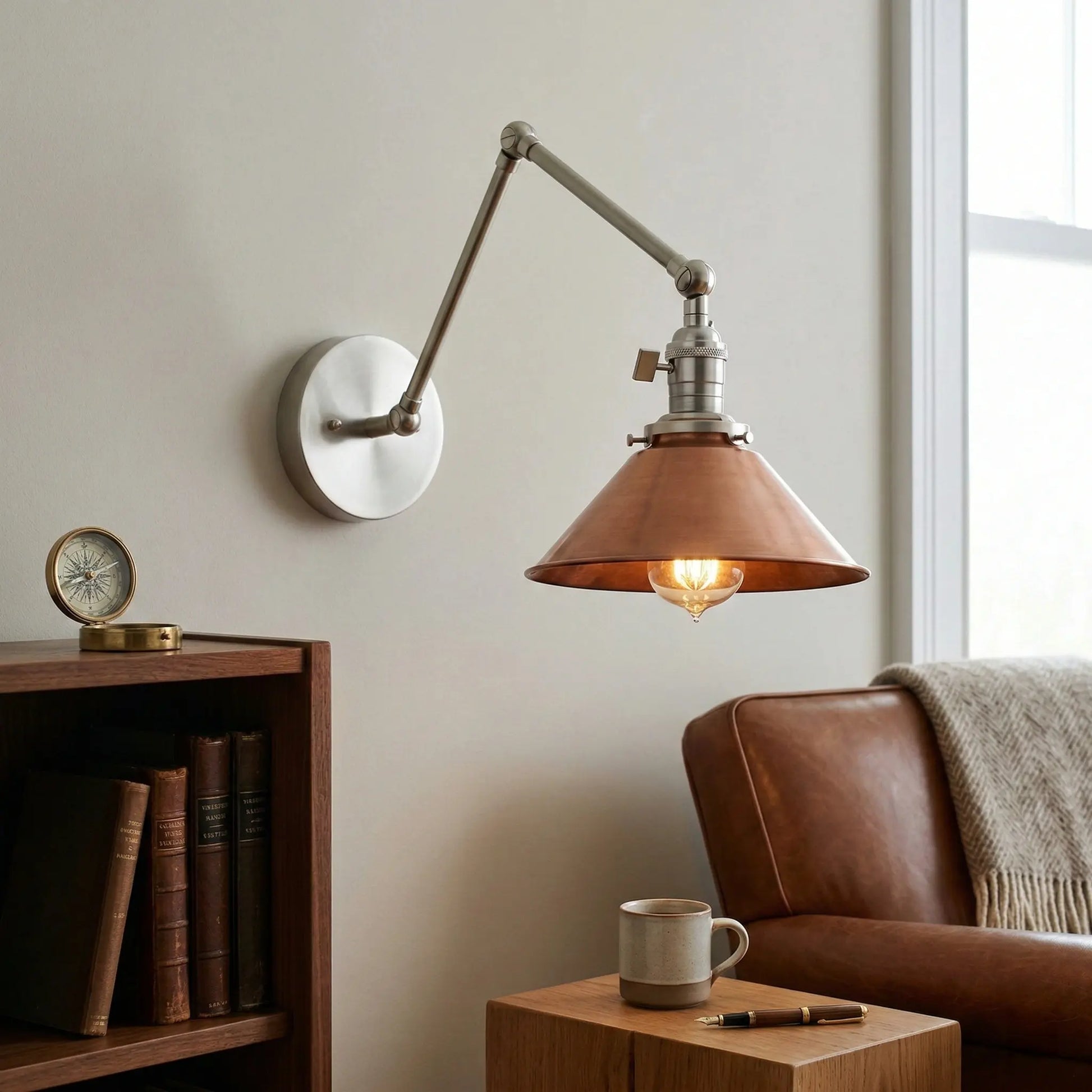 Bram Vintage Industrial Metal Swing Arm Wall Lamp | LuciaLiving Bram Vintage Industrial Metal Swing Arm Wall Lamp | LuciaLiving