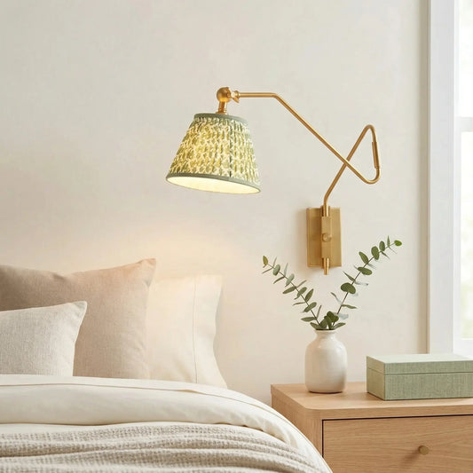 Ursula Modern Pleated Fabric Swing Arm Wall Light