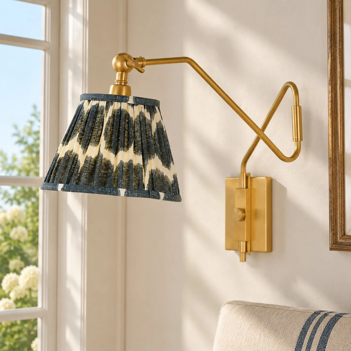 Brennan Modern Pleated Fabric Swing Arm Wall Light-01.webp