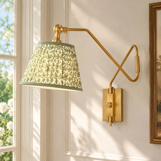 Brennan Modern Pleated Fabric Swing Arm Wall Light-02.webp