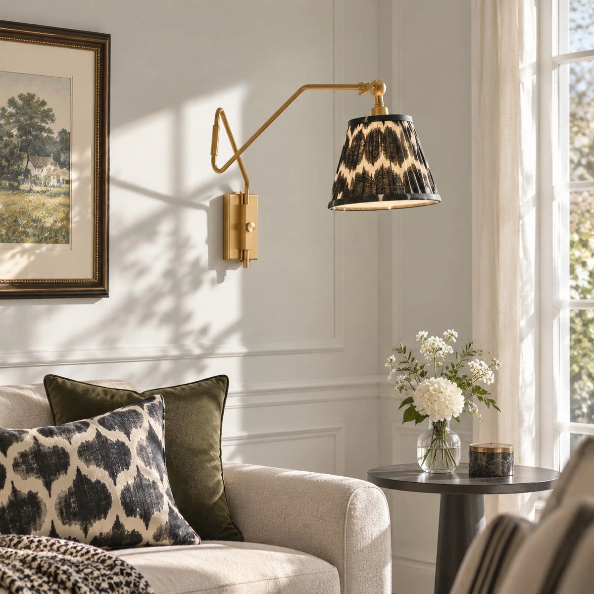 Brennan Modern Pleated Fabric Swing Arm Wall Light-07.webp