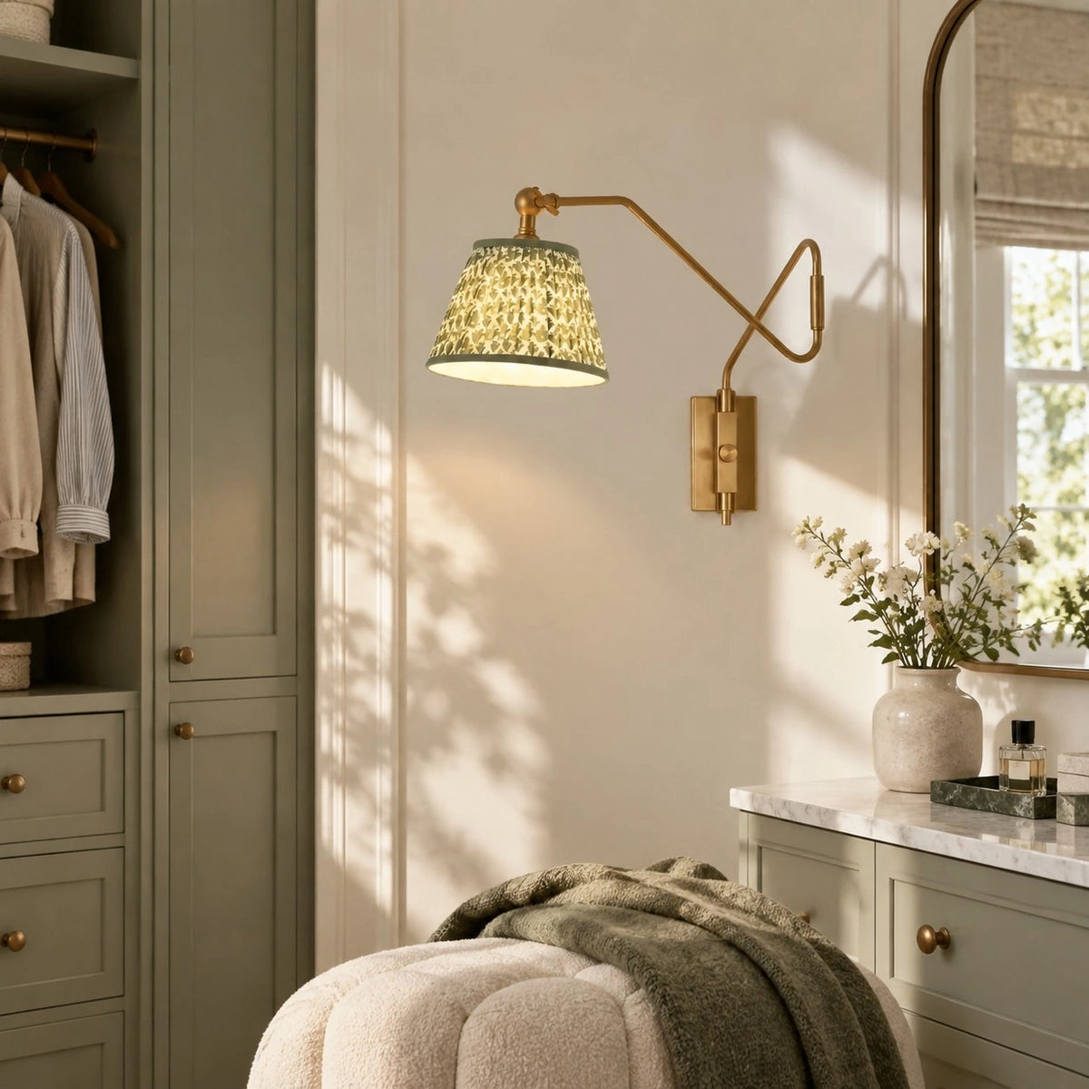 Brennan Modern Pleated Fabric Swing Arm Wall Light-08.webp