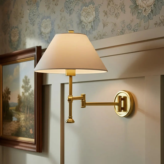 Briar Vintage Linen Metal Swing-Arm Wall Light