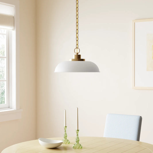 Briony Modern White Metal Dome Pendant Light