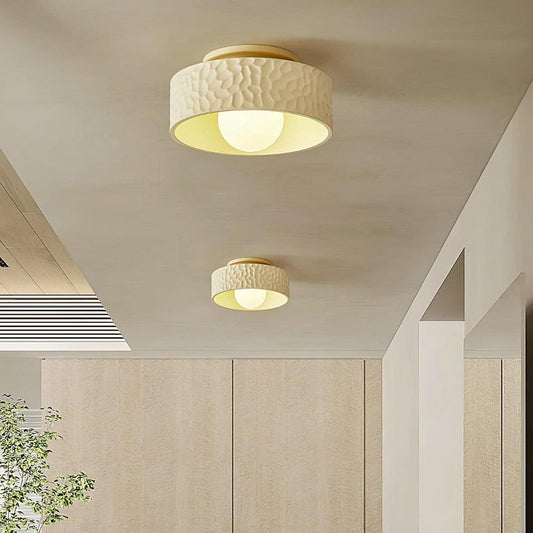 Modern Textured Drum Shade Flush Mount Ceiling Light