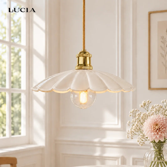 Caelira Petite Scalloped Metal Pendant Ceiling Light