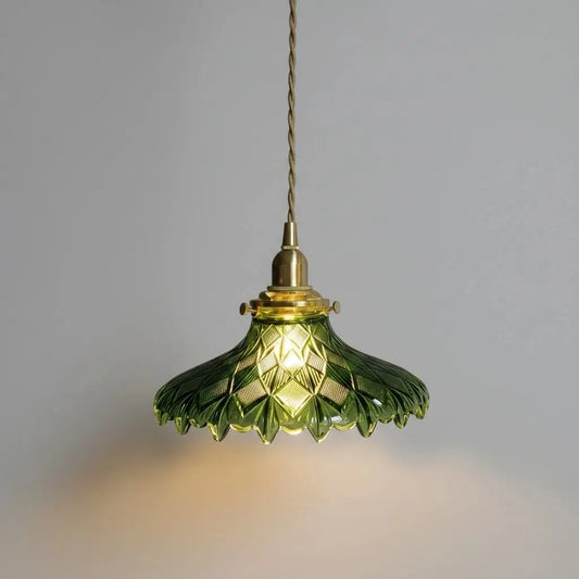 Caelis Vintage Textured Glass Flower Pendant Light