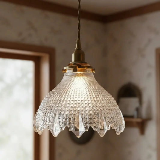 Caelis Vintage Textured Glass Flower Pendant Light