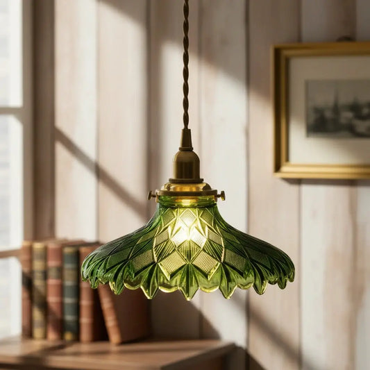 Caelis Vintage Textured Glass Flower Pendant Light