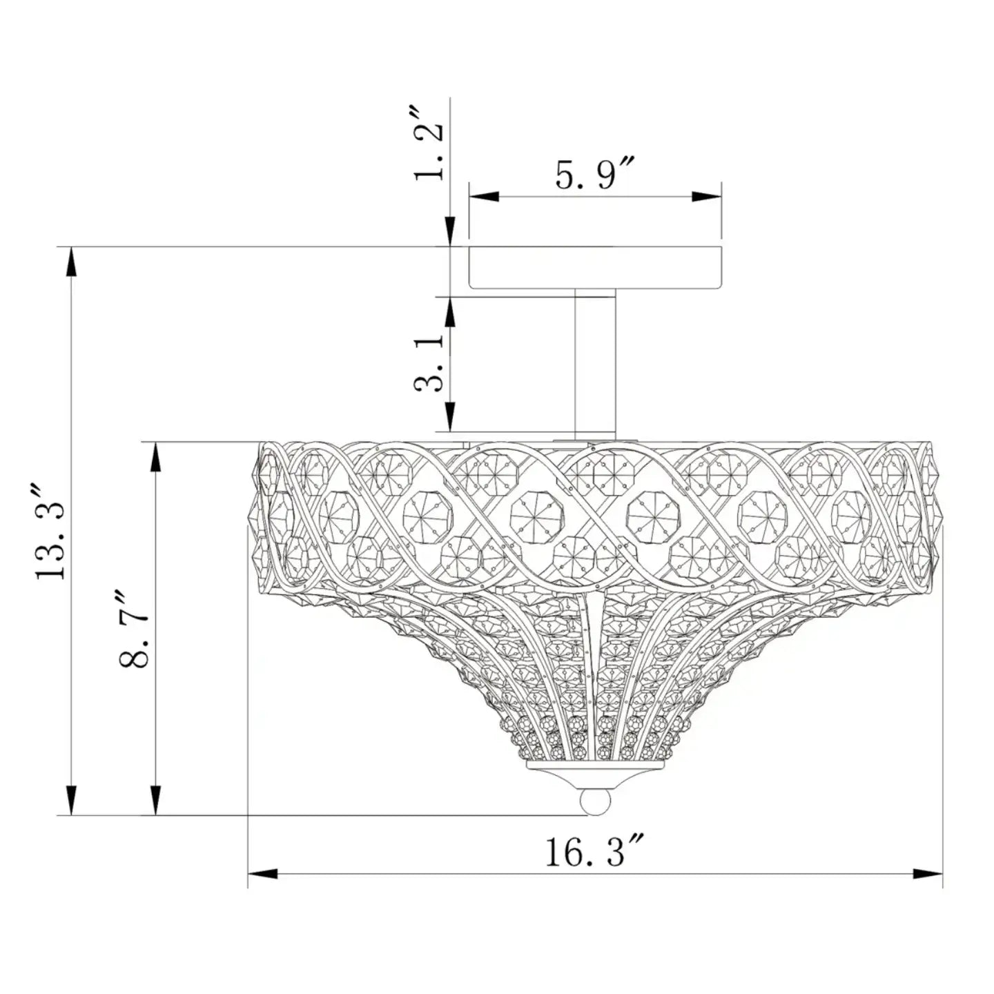 Caius Vintage Rustic 4-Light Crystal Bronze Ceiling Light