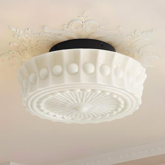 Callista Vintage Drum Antique Glass Ceiling Lamp