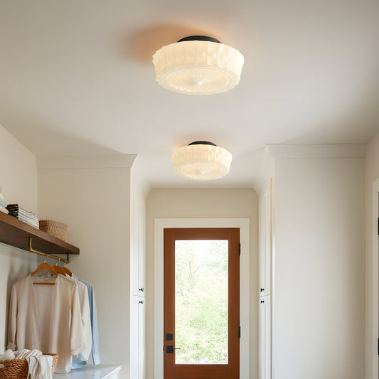 Callista Vintage Drum Antique Glass Ceiling Lamp