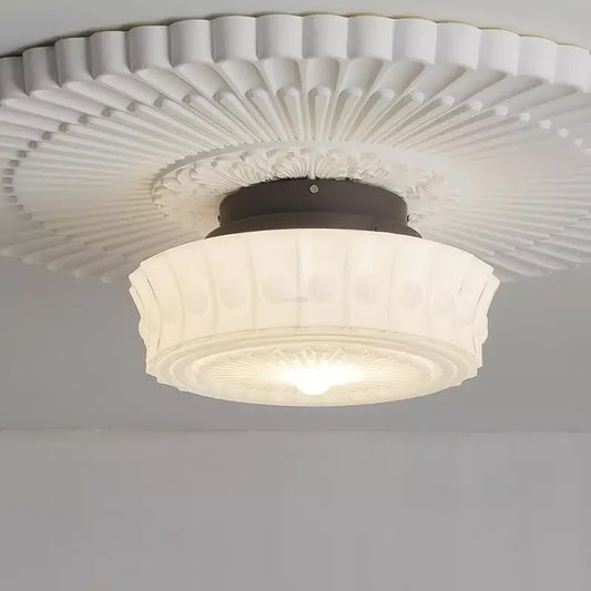 Callista Vintage Drum Antique Glass Ceiling Lamp