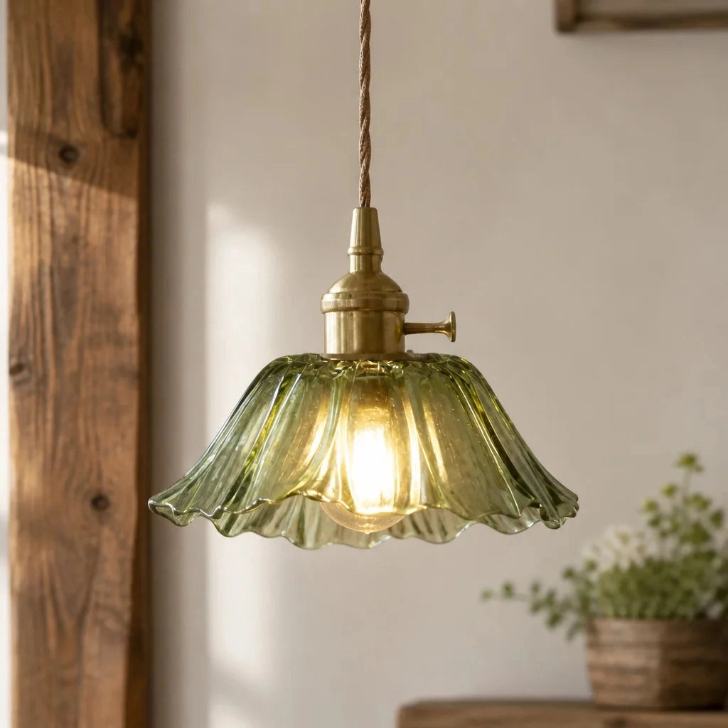 Camille Vintage Glass Flower Pendant Light