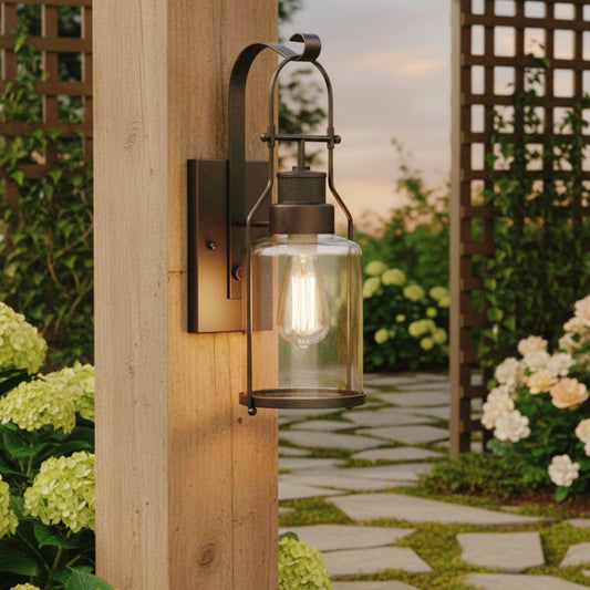 Carson Industrial Metal Glass Jar Wall Sconce