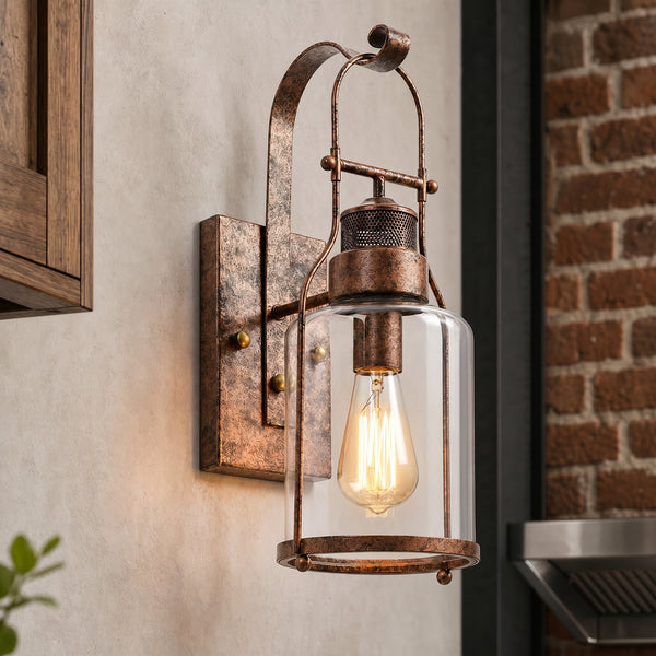 Carson Industriële Metalen Glazen Pot Wandlamp