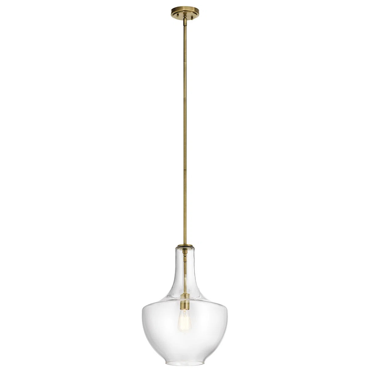 Cedra complete pendant in Natural Brass with clear glass