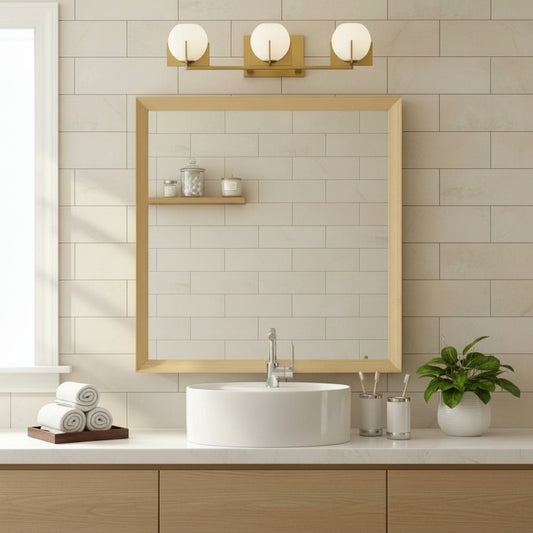 Chase Mid-Century Modern Brass LED Milk Glass Vanity Light