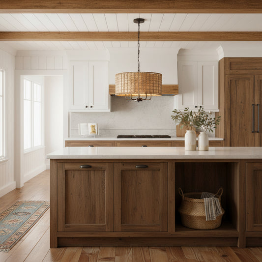 Chione Rustic Bohemian Rattan Drum Pendant Light