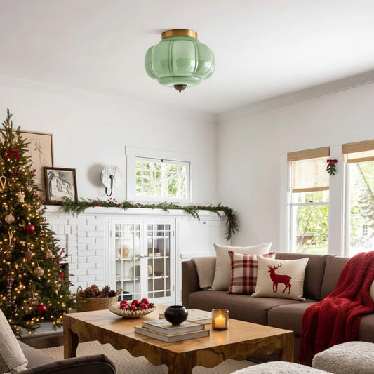 Lumi Vintage Milk Glass Semi Flush Mount Eloise Ceiling Light