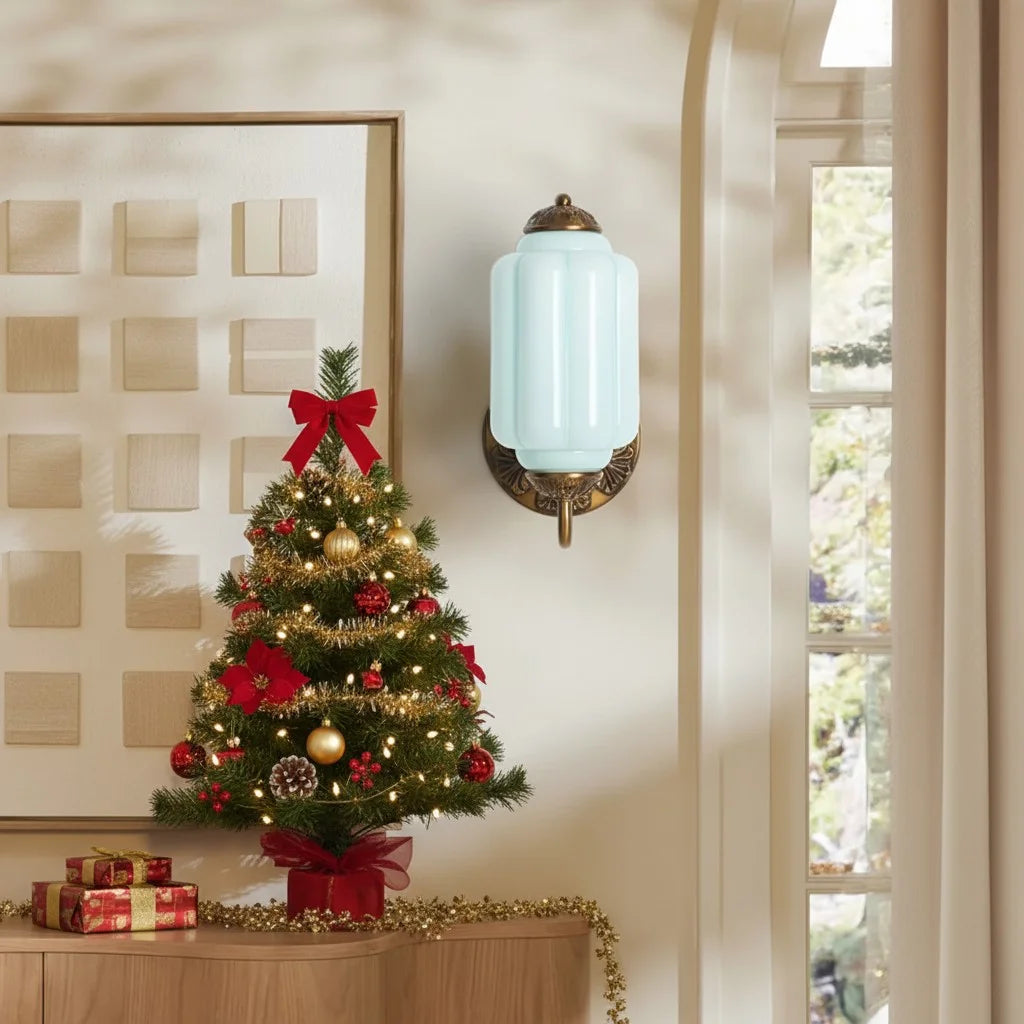 Lumi Vintage Milk Glass Oiled Brass Eloise Sconce