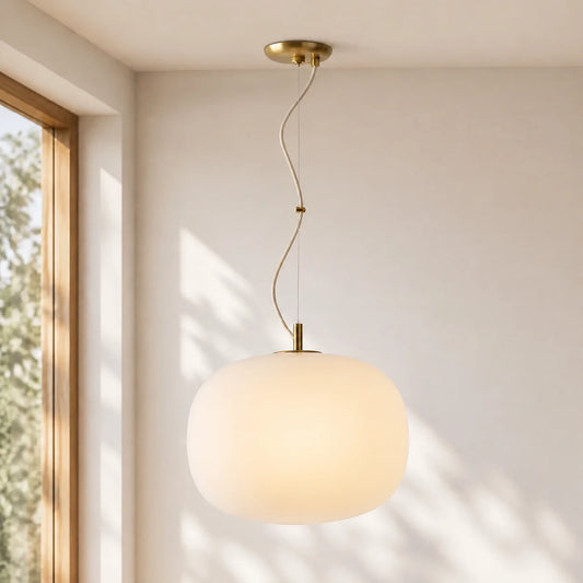 Chronus Minimalist Rounded Rectangle Milk Glass Pendant Light
