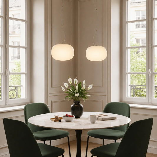 Chronus Minimalist Rounded Rectangle Milk Glass Pendant Light