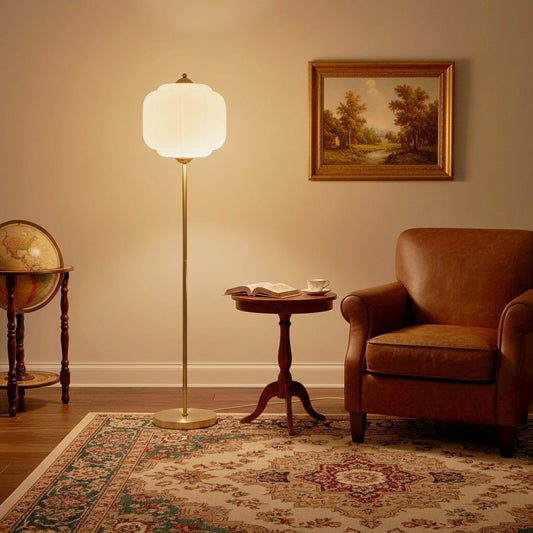 Lumi Vintage Opal Textured Glass Eloise Floor Light