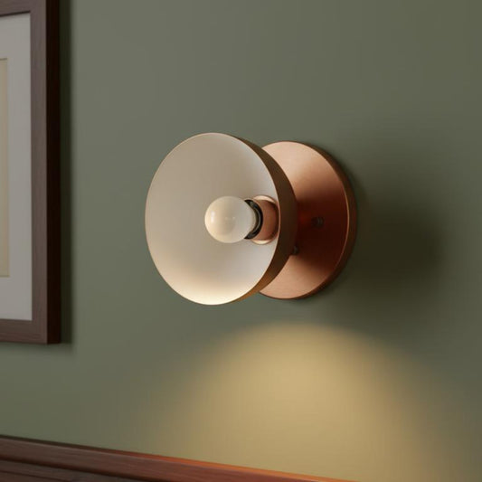 Contemporary 1-Light Round Brass Wall Light