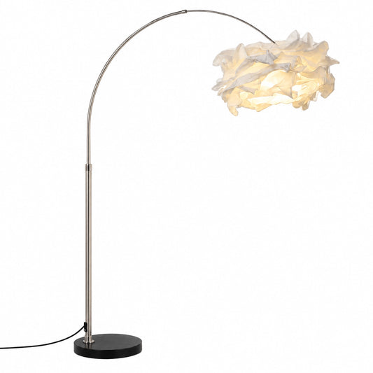 Cora White Floral Paper Arc Floor Lamp