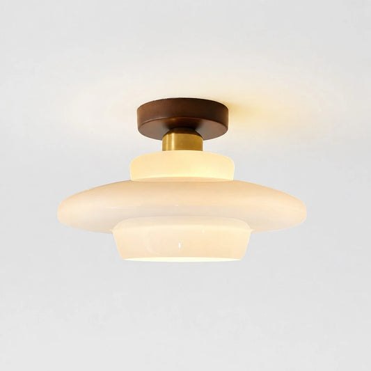 Covey Modern Tiered Cream Glass Ceiling Light