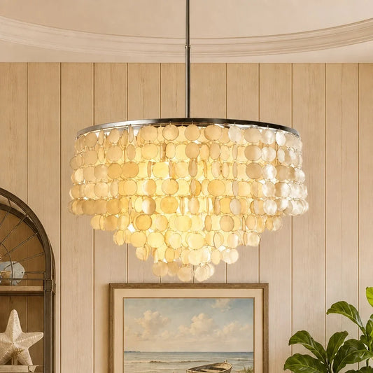 Rosalie Coastal Capiz Shell Waterfall Chandelier